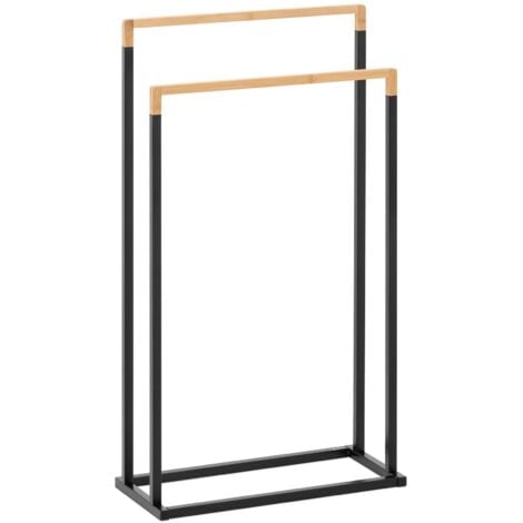 Porte-serviette sur pied en acier noir Tower – Decoclico