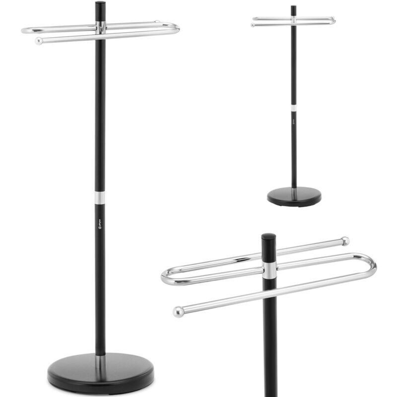 Porte-serviettes de salle de bain avec 3 tiges - chrome noir