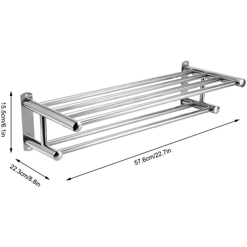 Rapanda - Porte-serviette,U201 Porte-serviettes en acier inoxydable Étagère de salle de bain Étagère de rangement