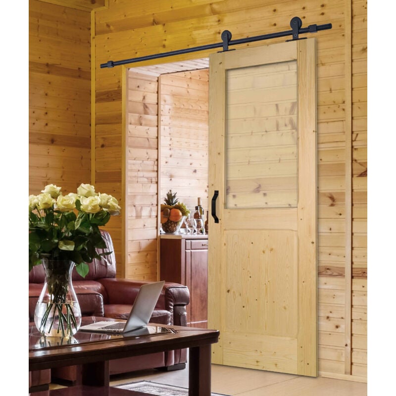 Porte seule bois épicéa ANDROMEDA 1 vitrage 730