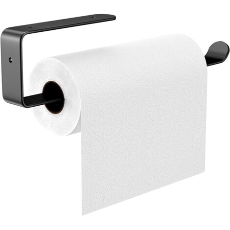 Porte sopalin Rouleau Alliage d'aluminium Mat, Support essuie Tout Mural Perçage avec vis Fixes, Installation Vertical ou Horizontal, pour Cuisine Placard torchon, Film, Papier huilé, Noir