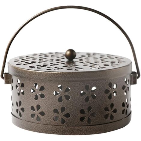 Porte-spirale anti-moustiques, brûleur d'encens portable rétro pour la maison et le camping (bronze)