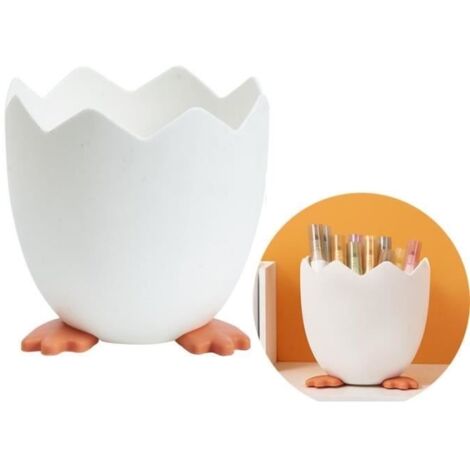 Porte-stylo - Créatif - Coquille d'œuf - Multifonctionnel - Rangement Maquillage - Blanc
