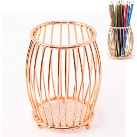 Porte-stylo créatif en métal, idéal pour les accessoires de bureau, organiseur de stylos incurvé or rose