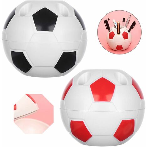Porte-stylo créatif football Bureau multifonctionnel pour stylo de football Conception Poreuse, pas Facilement Déformable, Facile à Nettoyer, pour Bureau, école, Maison Etc-Triomphe 2 Pièces(Noir、Roug