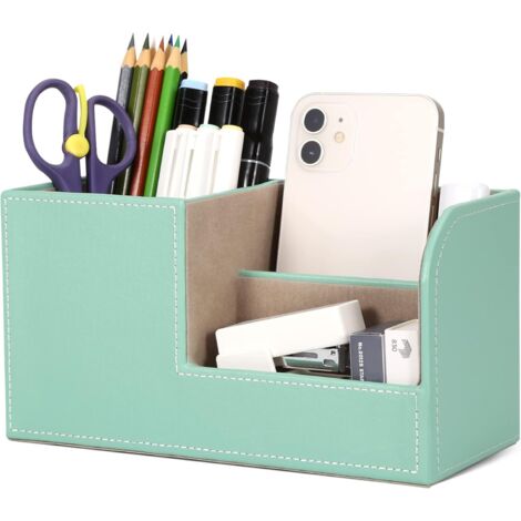 Porte-stylo de bureau, étui à crayons en cuir PU, boîte à stylos