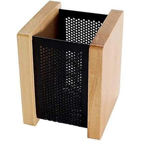 Porte-stylo de bureau rétro en bois, boîte de rangement multifonctionnelle en bois, porte-stylo pour bureau ou école, pot à crayons en maille pour étudiant.