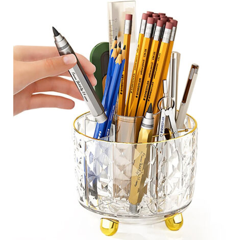 Porte-stylo de bureau vert foncé, porte-stylo rotatif, fournitures de bureau vertes, joli porte-stylo rotatif