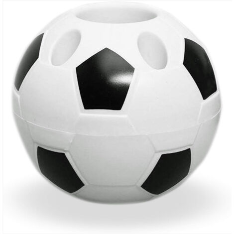 Porte-stylo décoratif forme ballon de foot pour bureau - Idée cadeau rentrée scolaire ou anniversaire (Noir et blanc)