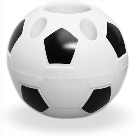 Porte-stylo décoratif forme ballon de foot pour bureau - Idée cadeau rentrée scolaire ou anniversaire (Noir et blanc)