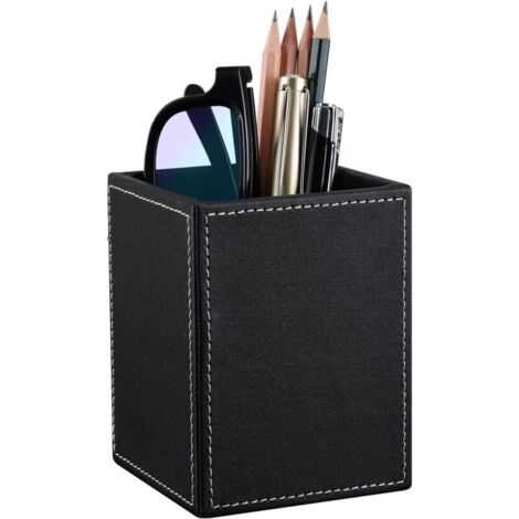 Porte-stylo en cuir pour bureau, fournitures de bureau, rangement de bureau, noir
