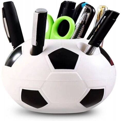 Porte-stylo en forme de ballon de football -Motif à carreaux noirs et blancs -Convient pour les bureaux ou les chambres d'enfants