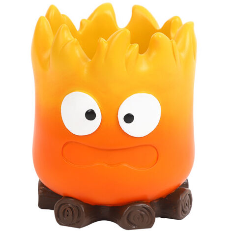 Porte-stylo en forme de flamme de dessin animé, boîte de rangement grande capacité.