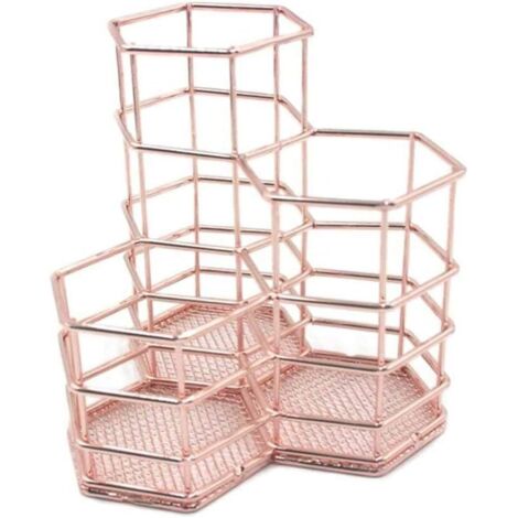 Porte-stylo en métal doré rose, pot de rangement pour pinceaux de maquillage
