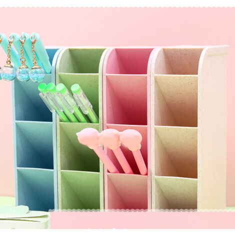 Porte-stylo incliné 4 compartiments multifonction plastique pour bureau vert et organisation