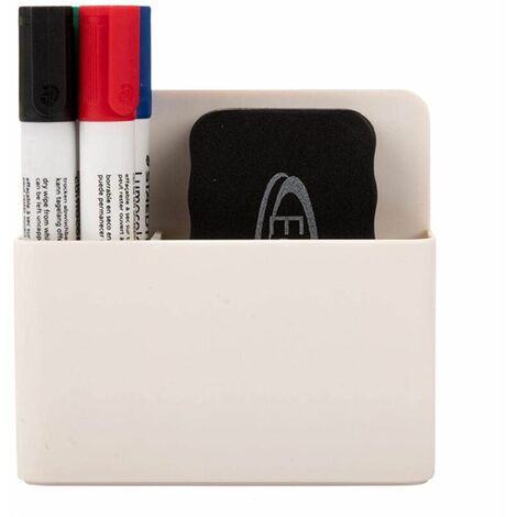 Porte-stylo magnétique, porte-marqueur pour tableau blanc composé de 2 compartiments avec éponge pour tableau blanc idéal pour réfrigérateur, casier et toutes les surfaces magnétiques， Fonepro