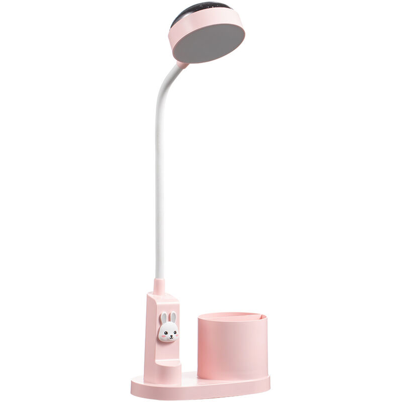 Svkbjroy - Lampe de Bureau Enfant led 5W, Lampe de Table Sans Fil Dimmable Rechargeable avec Porte-stylo et Projection, Lampe de Lecture Liseuse Col
