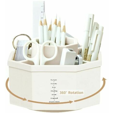 Porte-stylo rotatif Porte-stylo de bureau avec autocollants antidérapants Organisat de bureau rotatif à 360 degrés Stockage de stylo pour fournitures de bureau de maquillage