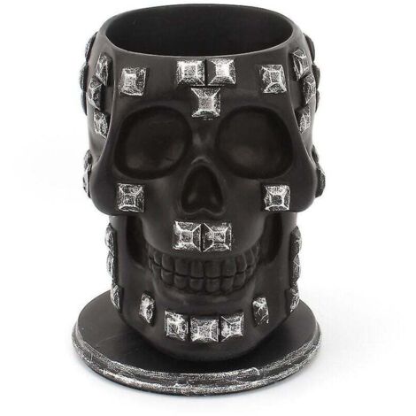 Porte-stylo squelette en forme de crâne à paillettes pour la maison, le bureau, le bureau, la papeterie, les outils de maquillage, le rangement pour Halloween (1 pièce noire)
