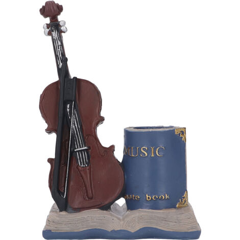 Porte-stylo Vintage Violin Bleu - Décoration de Bureau Rétro pour Maison, Bureau ou Salle de Classe