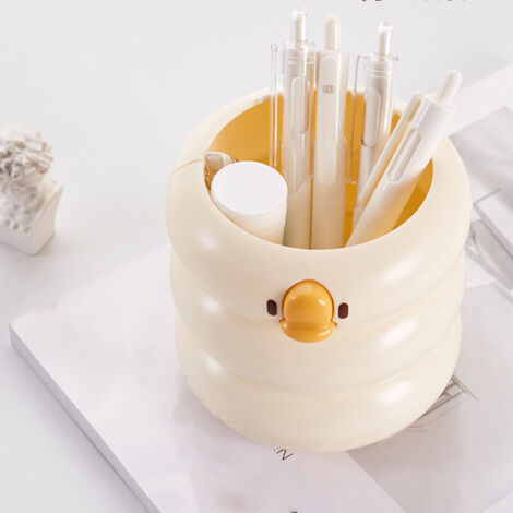 Porte stylos bureau organisateur créatif canard en plastique coloré capacité grande (11x10cm) pour stylos crayons et accessoires
