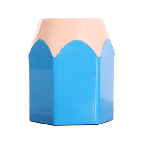 Porte-stylos en plastique bicolore, coloris bleu et rose, rangement de bureau ludique