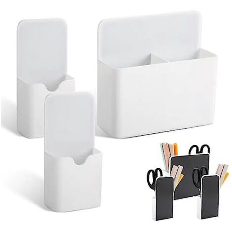 Porte-stylos magnétique en 3 pièces, boîtes de rangement magnétiques pour marqueurs, pour réfrigérateur et tableaux blancs.