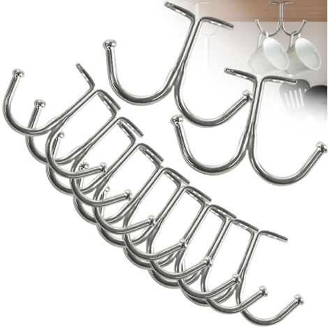 Porte Tasse Suspendue, 10 Pcs Porte-tasses Porte Mug Rangement Tasse Support Tasse Support Tasse a Cafe Porte Tasse à Café Noir Rack Tasses à Vin Verres de Rangement Crochets Tasse