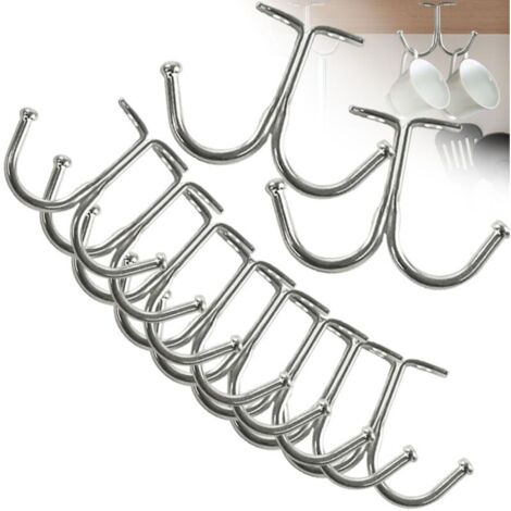 Porte Tasse Suspendue, 10 Pcs Porte-tasses Porte Mug Rangement Tasse Support Tasse Support Tasse a Cafe Porte Tasse à Café Noir Rack Tasses à Vin Verres de Rangement Crochets Tasse