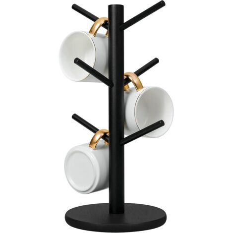 Porte-tasses en forme d'arbre, porte-tasses à café avec 6 crochets (noir)