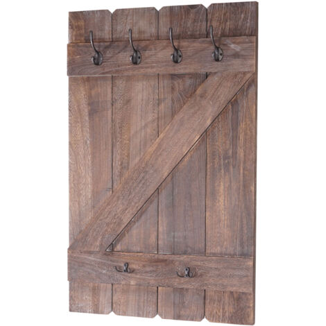 Porte tasses HWC-D13, étagère suspendue pour tasses, tableau mural, 6 crochets 91x60cm - brun shabby