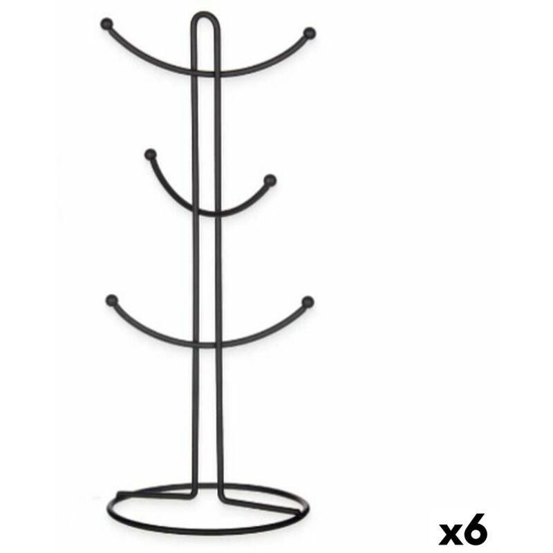 Kinvara - Porte-tasses en métal noir 16 x 39 x 16 cm (6 pièces)