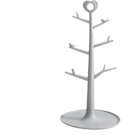 Porte-tasses Organisateur de Cuisine - Étagère 36cm Gris avec Bac à Drainage pour Mug et Bijoux PP