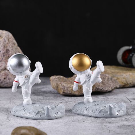 Porte-Téléphone Astronautique Décoratif en Résine Synthétique - Style Minimaliste Scandinave pour Bureau & Maison (Argenté)