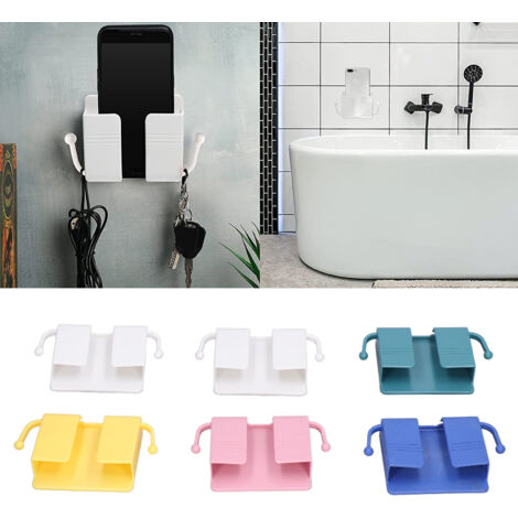 Porte-Téléphone Murale Autocollant 6 Pièces, Boîte de Rangement pour Chargeur et Télécommande, Chargeur Téléphone Murale pour Bureau et Dormitor, Design Antidérapant