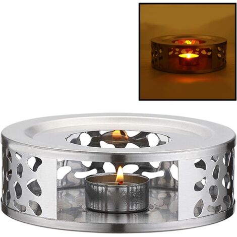Porte-théière chauffe-plat, base chauffante en acier inoxydable, argenté