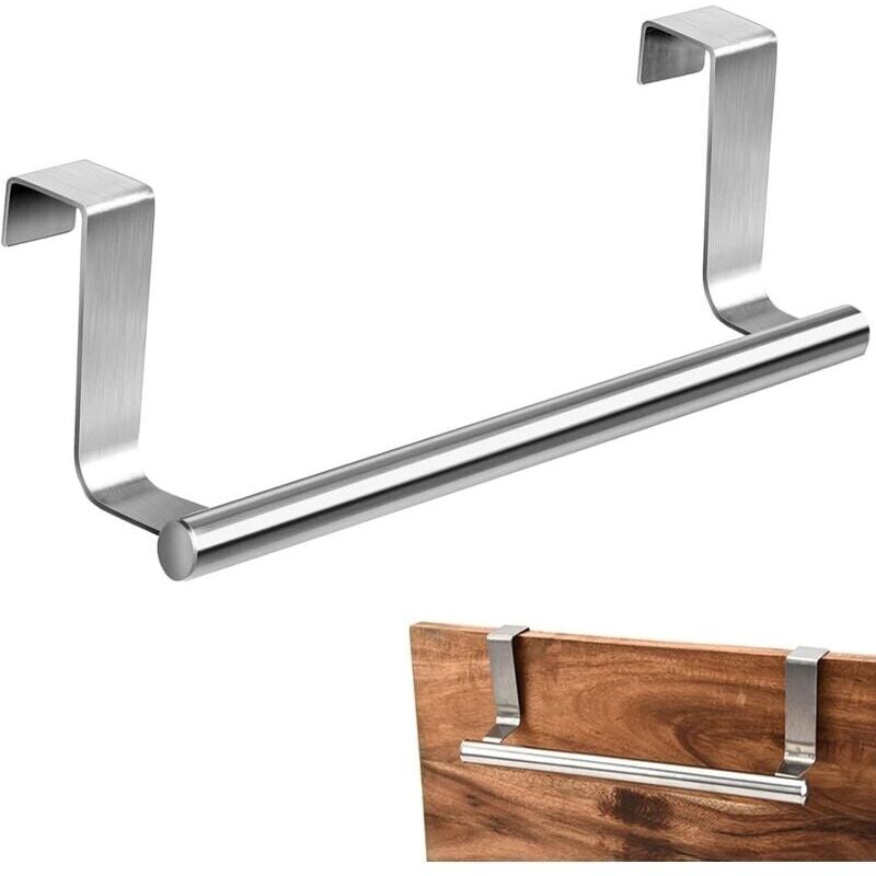 Porte-torchons de cuisine à suspendre – 23 cm de long en acier inoxydable – Porte-torchons sans perçage comme porte-serviettes de porte avec barre