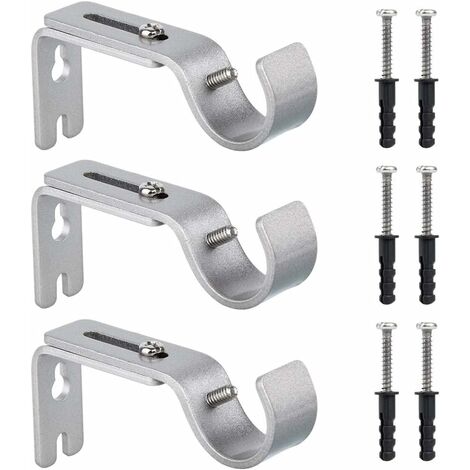 Porte-Tringle À Rideau, 3 Pièces Porte-Rideau Réglable Porte-Tringle À Rideau Rideau Avec Vis Et Fixations - Argent