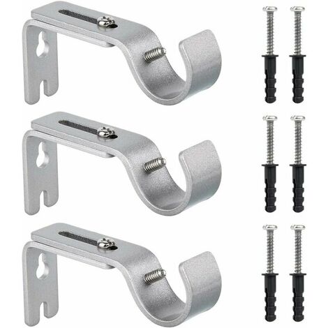 Porte-Tringle À Rideau, 3 Pièces Porte-Rideau Réglable Porte-Tringle À Rideau Rideau Avec Vis Et Fixations - Argent