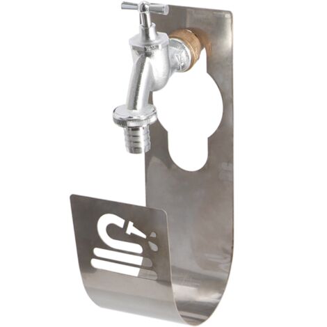 Porte tuyau d'arrosage sur robinet en acier inoxydable - Argenté - L 9 x P 12 x H 25,3 cm - Livraison gratuite