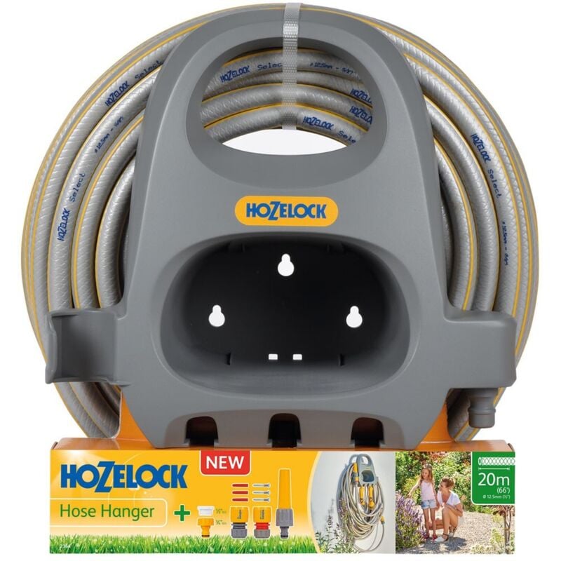 Jardiaffaires - Porte tuyau mural avec tuyau 20 mètres raccords et embout