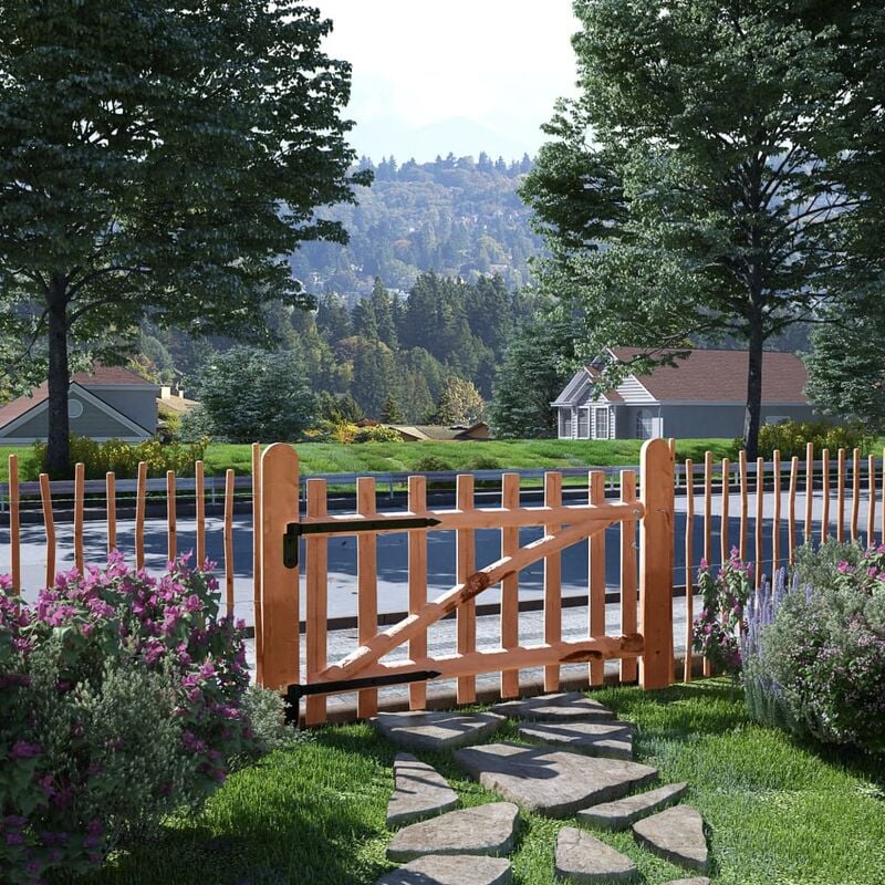 SKM - Portillon de clôture Bois de noisetier imprégné 100 x 60 cm