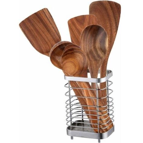 Porte Ustensile Cuisine INOX, Range Couverts Ustensiles Support, Organisateur sur Plan à Poser, Rangement et Organisation des Accessoires de Restaurant, Argent
