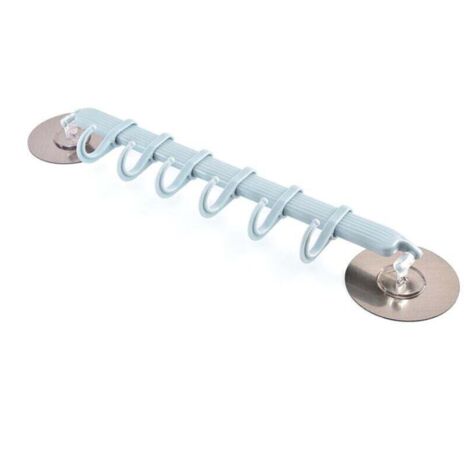 Porte Ustensiles Cuisine à 6 Crochets Ajustables, rotatif Murale en Accroche Tringle pour Salle de bain, Salon, Barre, Bleu