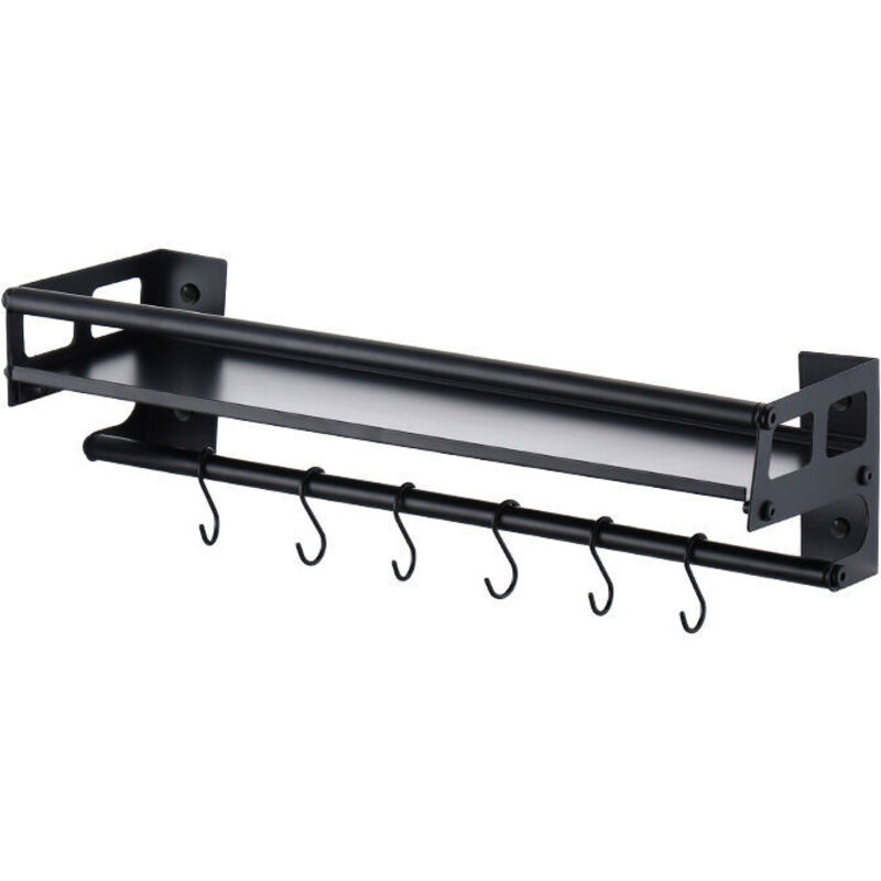 Porte Ustensiles Cuisine avec 8 Crochets, Adhésif/Perçage 2 Façons D'installer Support Rangement Ustensiles Cuisine,40cm Mural Ustensiles Cuisine