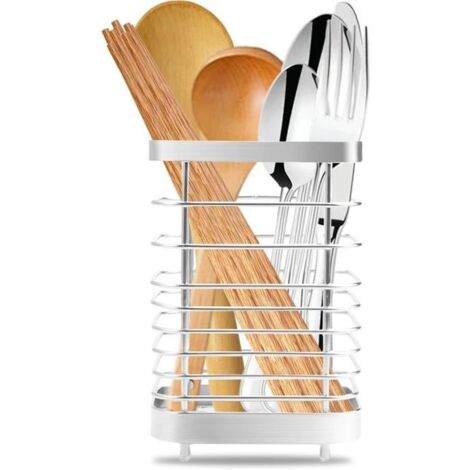 Porte Ustensiles Cuisine Inox, Range Ustensiles Cuisine Panier à Couverts en Acier Inoxydable Support D'ustensiles de Cuisine