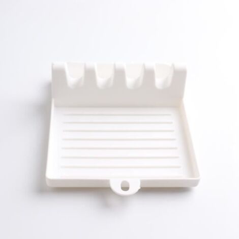 Porte ustensiles de cuisine - Blanc - Silicone rigide - Design contemporain - 4 ustensiles