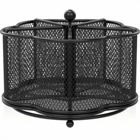 Porte-ustensiles de cuisine en métal (1 pièce), support rotatif à 360°, organisateur de rangement avec 5 compartiments, porte-couverts rotatif pour la cuisine.