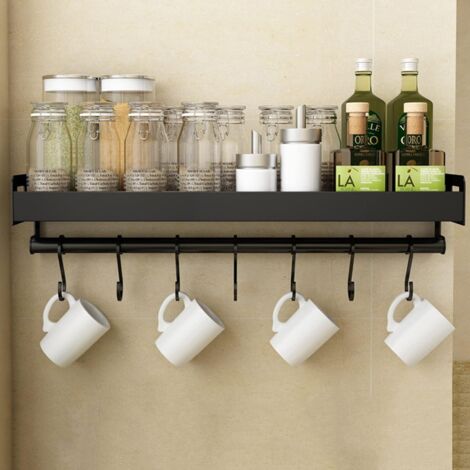 Porte-ustensiles de cuisine et étagère à épices organisateur mural étagère de rangement murale,40cm