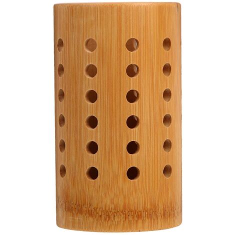 Porte-ustensiles de cuisine haut de gamme en bambou, seau à ustensiles pratique